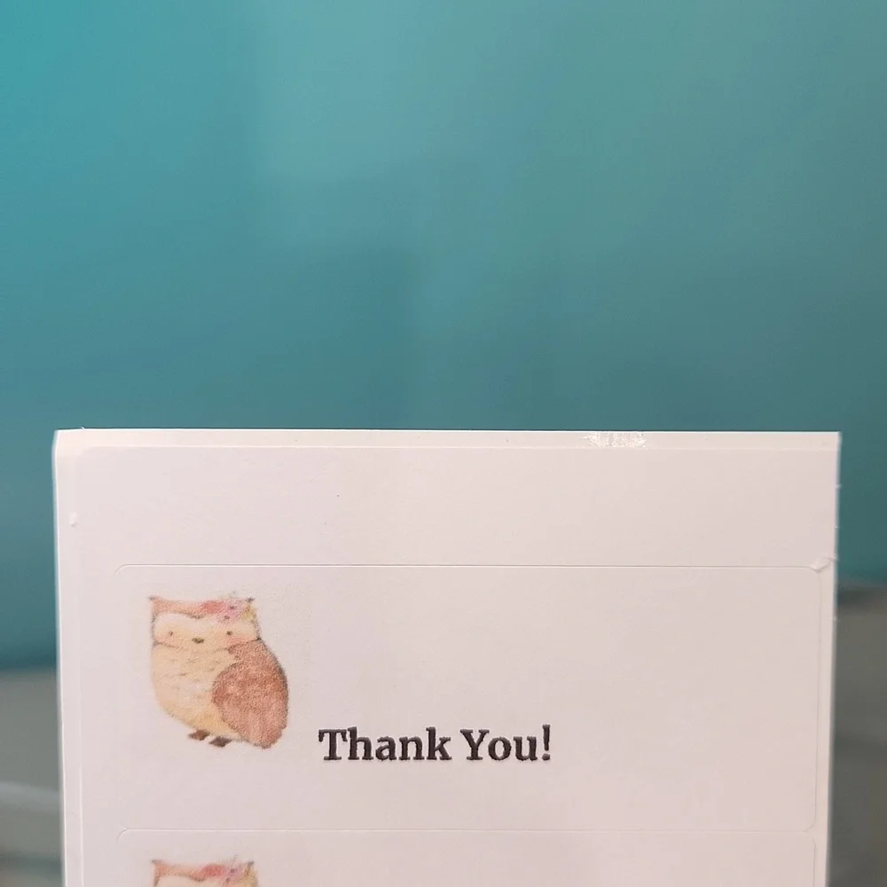 Hand Crafted Owl Thank You Stickers 100 Count